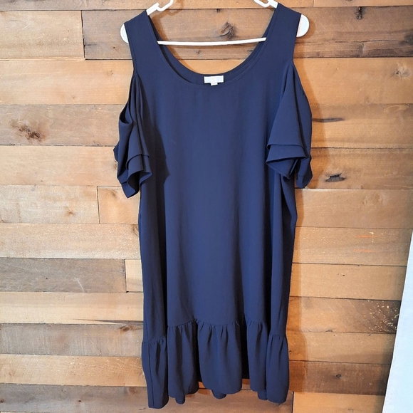 Charming Charlie Dresses & Skirts - Charming Charlie Cold Shoulder Ruffle Blue Dress Sz XL
